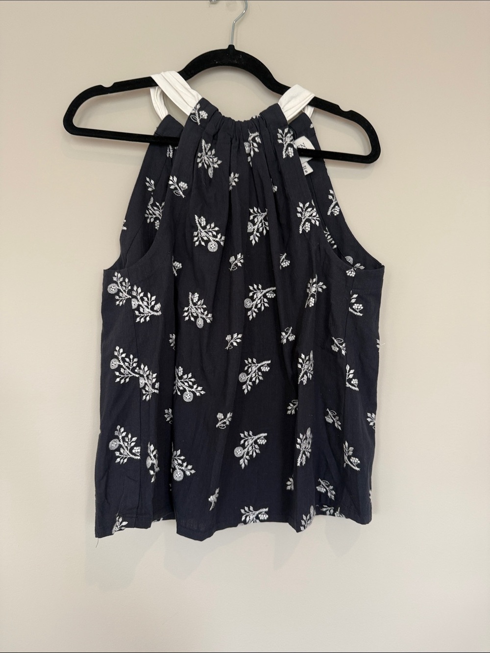 Fifteen Twenty Navy Floral Halter Camisole with White Straps